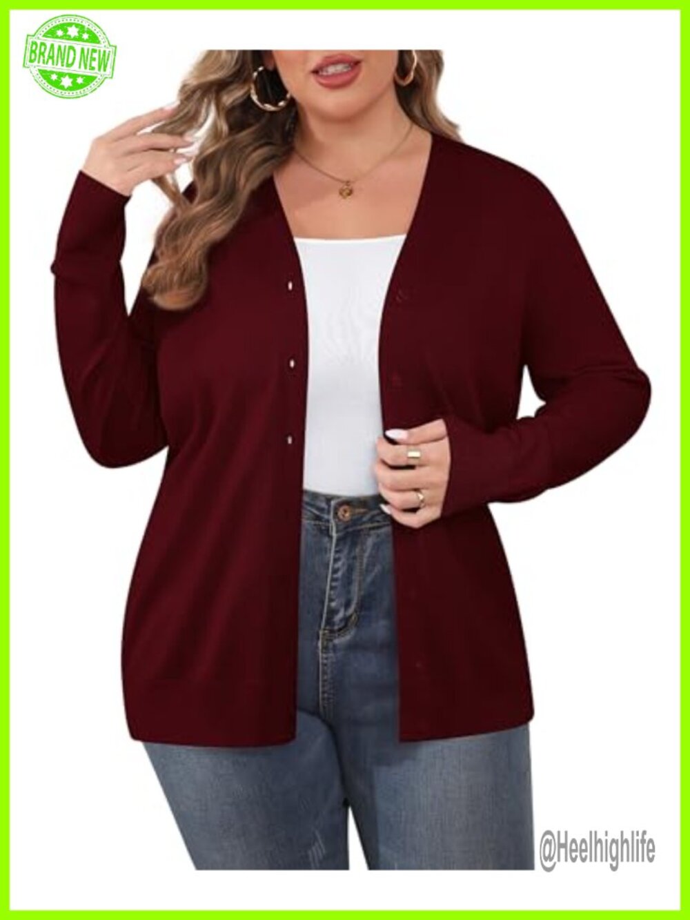 Plus Size Cardigan Long Sleeve Lightweight Button Sweater